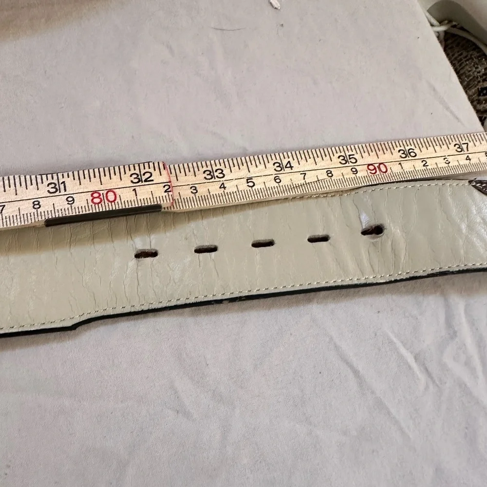 Tony Lama Gold Label Genuine Alligator Lizard Belt Cream Brown Western Size 36